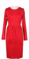 Трикотажное красное платье с карманами